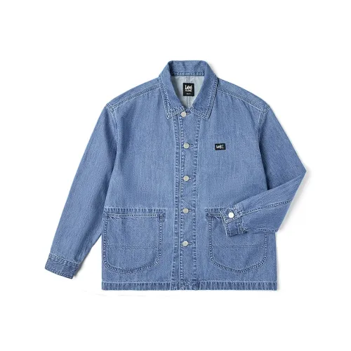 Модель совместного бренда Lee SS25 Деним Куртка Унисекс Light Синий