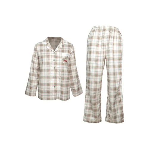 FENTENG Пижамный комплект женский зеленый в клетку