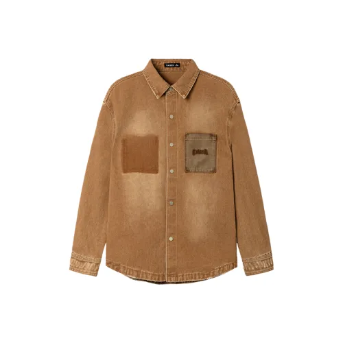 CAISEDI Denim Jacket Men's Brown