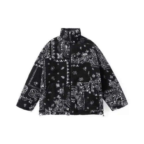 GENANX Цветочный воротник-стойка свободный крой пуховая куртка унисекс