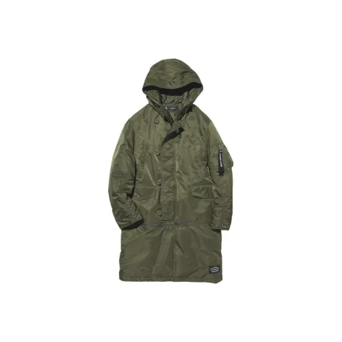 GU UNDERCOVER Collaboration Оливково-зеленый Унисекс Пальто