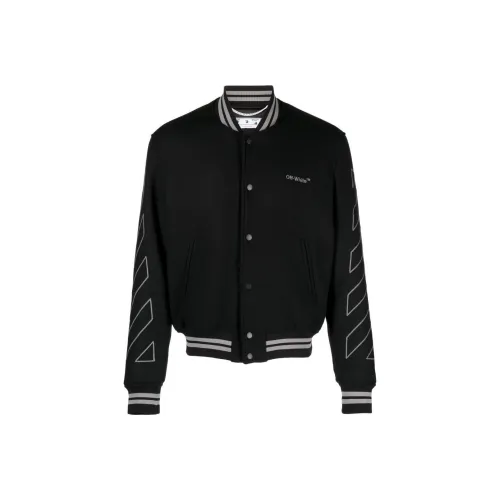 OFF Белый FW22 Бейсбольная куртка Мужской Черный