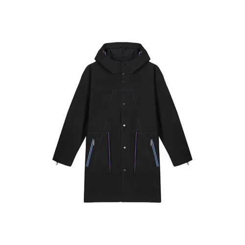 DAVID NAMAN Однотонный С капюшоном Свободный крой MID Длина Пуховая куртка Мужская Черная