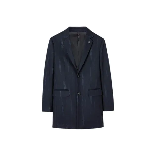 CAIZI Серый Синий Мужское Пальто