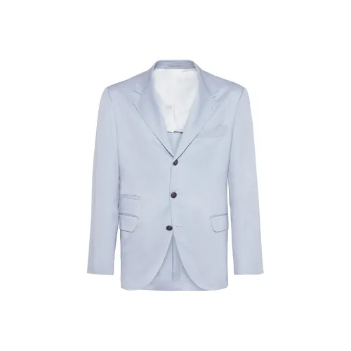 BRUNELLO CUCINELLI SS25 Бизнес-костюм Пальто Мужское Светло-синий