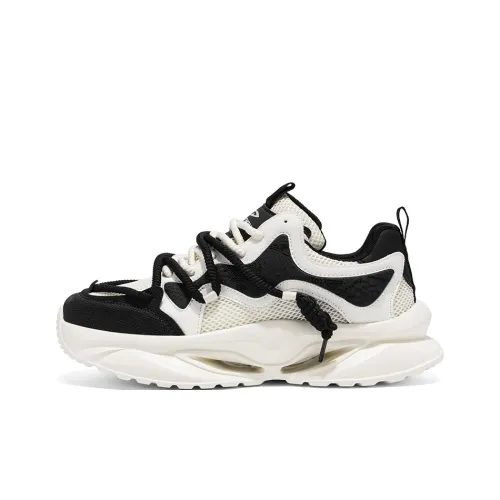 DEERWAY Дышащий Увеличивающий Высоту Противоскользящие Низкие Кеды Мужские Бежево-Черные