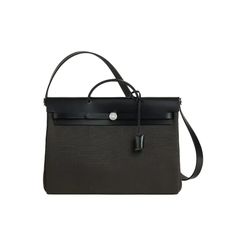 HERMES Herbag Messenger Холст с Hunter Коровья кожа Сумка из холста Сумка через плечо Сумка Женская