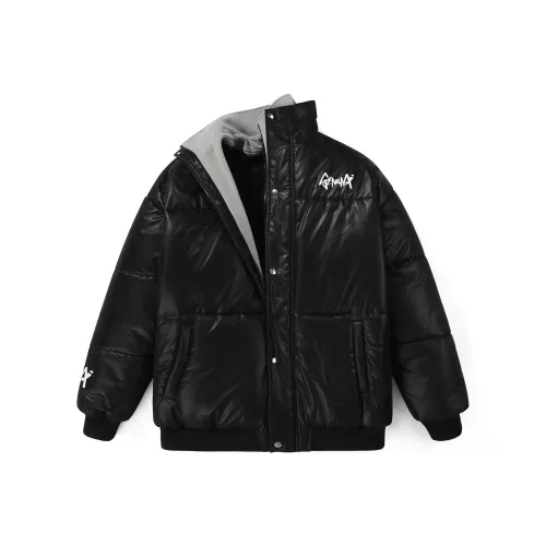 GENANX Буква Двойной воротник Свободный крой Пуховая куртка Унисекс