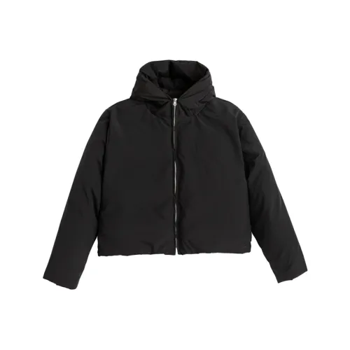 FRKM Однотонный С капюшоном Свободный крой Короткий пуховик Унисекс