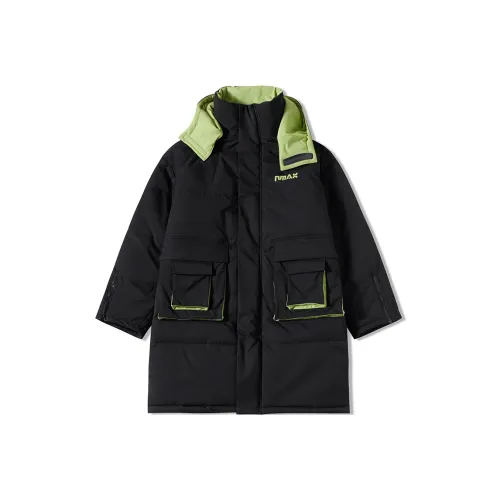 N Max Геометрический узор С капюшоном Свободный крой Утолщенный MID Длина Пуховая куртка Унисекс Черный