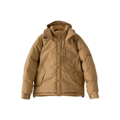 THE NORTH FACE PURPLE LABEL Однотонный С капюшоном Свободный крой Пуховая куртка Мужская Хаки