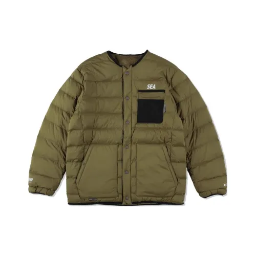 WIND AND SEA AFD X WDS RV Удобный Пуховые куртки Кардиган Пуховик Унисекс Оливковый