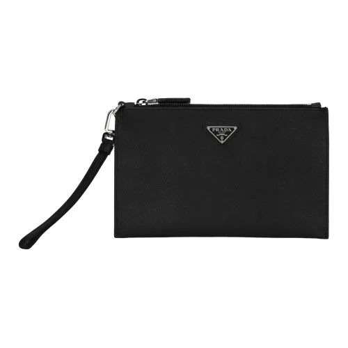 PRADA Клатч из коровьей кожи маленький мужской черный