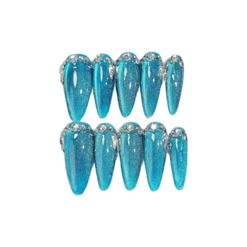 Gentle Welcome Ручная работа Искусственный Ногтик Заостренный Тип Синий Размытый Кошачий глаз