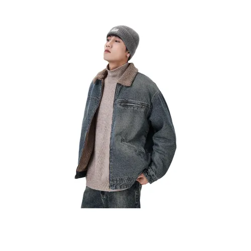 ALL IN Винтажный синий Мужской Джинсовые куртки