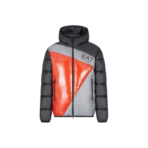 EMPORIO ARMANI EA7 Хлопковый пуховик Мужской Серый Красный
