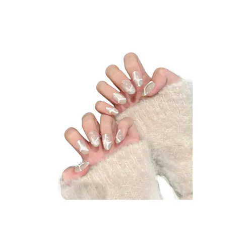 Yun Yue Joe Мята Линия Кошачий глаз Стеклянные бусины False Nail MID Длина (размер в длину) Свежий Однотонный Милый 20mm