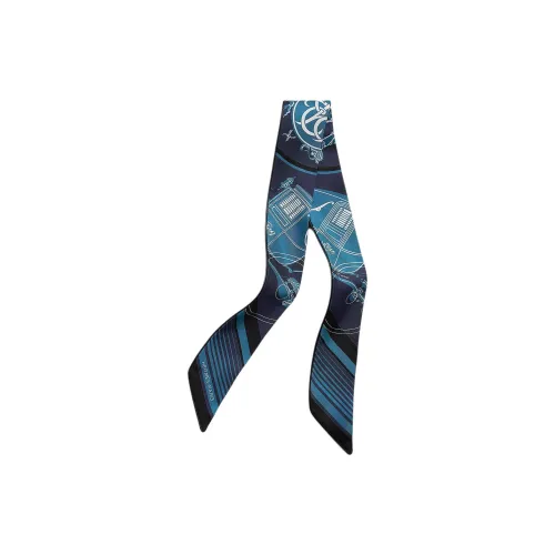 HERMES Шелковые шарфы Женские Черный Морской Синий