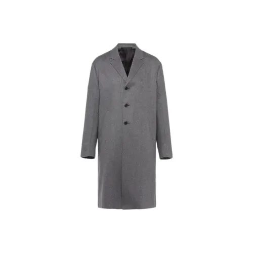 PRADA Мужское пальто темно-сланцево-серого цвета