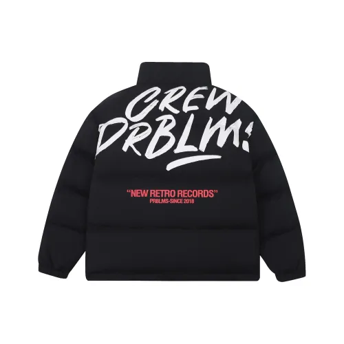 PRBLMS Ручная Рисованная Буква Воротник-стойка Свободный крой Утолщенный Короткий Пуховик Унисекс