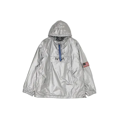 CHUMS x NASA Коллаборация Куртки Пальто Унисекс Серебристо-Серый