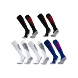 Носки для футбола с длинным голенищем, упаковка из 5 пар (2 белых, 2 черных, 1 цветные синие)