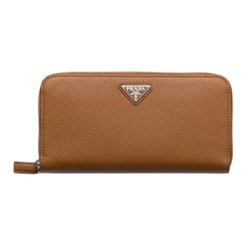 PRADA Vitello Dino Кошелек из коровьей кожи женский цвет коньячный коричневый