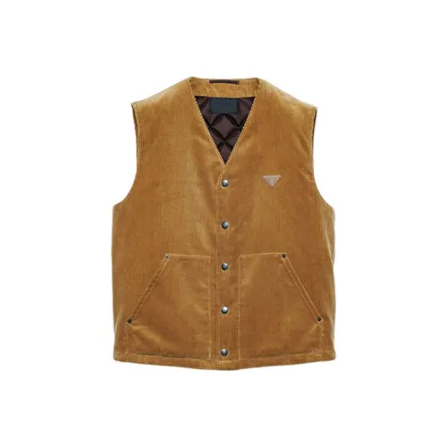 PRADA SS25 Жилет Мужской Пшенично-Желтый