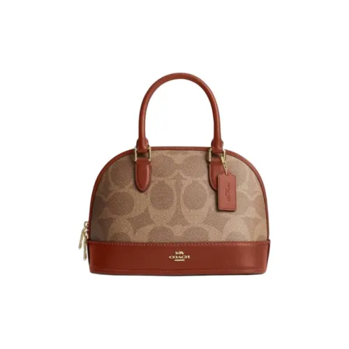 COACH Искусственная кожа Одно плечо Сумка Маленькая Женская Коричневая и Желтая и Карамельная