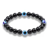 Квадратный браслет Demon с бусинами, черный