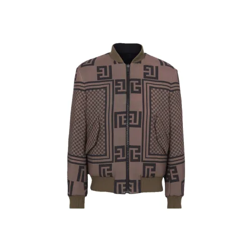 BALMAIN FW23 Двусторонний MINI MONOGRAM Bomber Куртка Куртки Пальто Мужской Коричневый