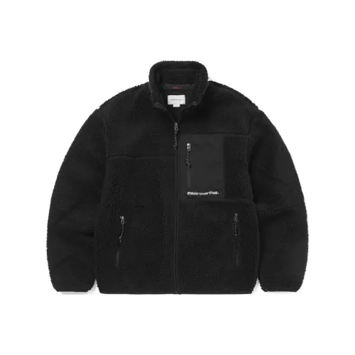 Thisisneverthat FW24 SP Шерпа Флис Куртка Бархат Feel Пальто Унисекс Черный