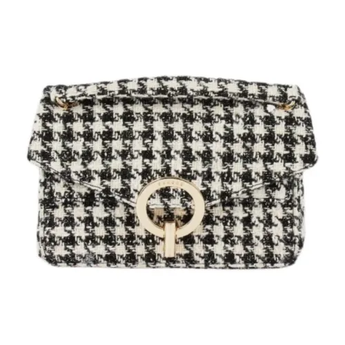 Sandro Сумка через плечо из ткани среднего размера женская черно-белая в клетку