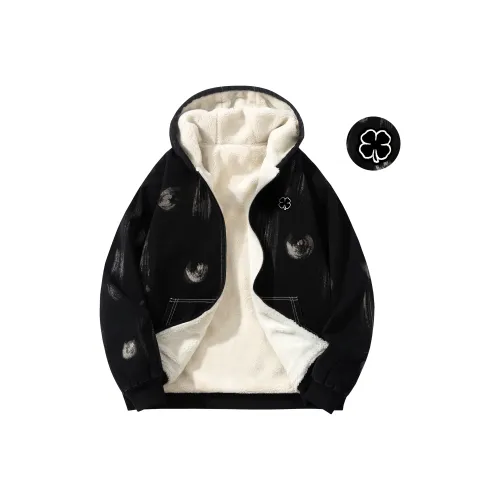 Черный клевер деним бархатные куртки и пальто унисекс черный