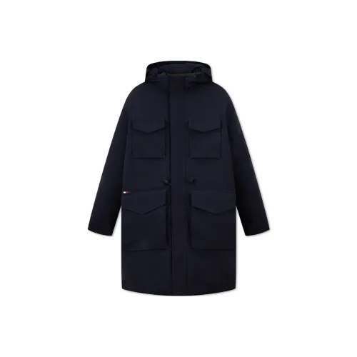 Tommy Hilfiger Хлопковый пуховик Мужской Темно-синий Армейский зеленый