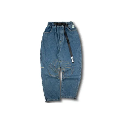 GAONCREW Штаны с манжетами Джинсы Унисекс Темно-синий