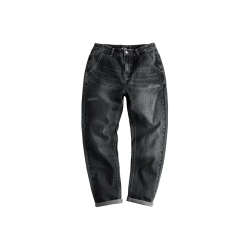 EPTISON Прямой крой Брюки Джинсы Зимние Мужские Черные