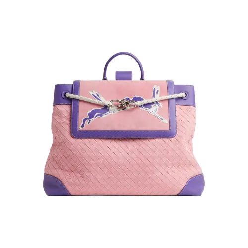 Bottega Veneta Andiamo Series Телячья кожа Рюкзак Большой Мужской Фиолетовый Белый