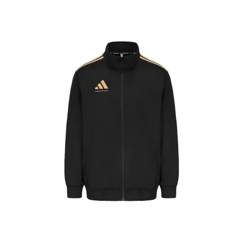 Adidas Куртки Пальто Унисекс Черный с Золотыми Полосами