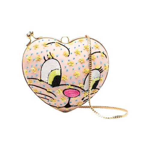 MOSCHINO Ткань Клатч Сумка через плечо Женская Светло-розовая Многоцветная