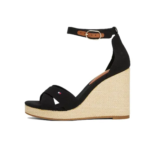 Tommy Hilfiger Wedge One Strap Sandals 10,2cm Women's Black Томми Хилфигер Wedge One Ремешок Сандалии 10,2см Женские Черные