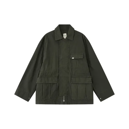 WULISHAONIAN Винтаж Деним Куртка Barn Унисекс Армейский зеленый