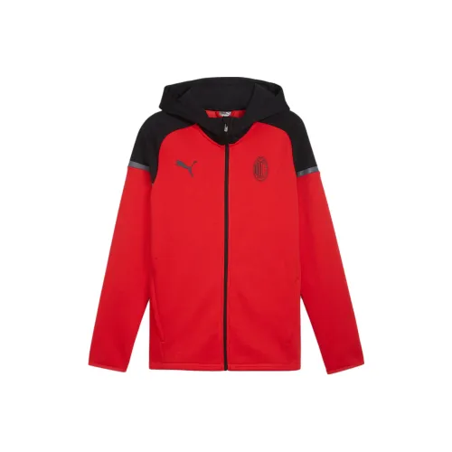 PUMA AC MILAN Football Повседневная С капюшоном Куртка Мужская Красная Черная