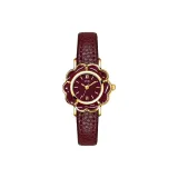 Золотой корпус, красный циферблат, красный ремешок