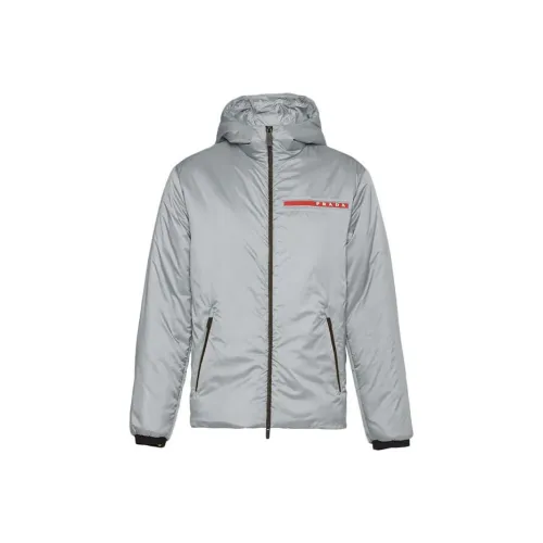 PRADA FW23 PRADA Светлый Полиэстер Хлопковый пуховик Алюминиевые Куртки Пальто Мужской Серебряный