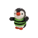 Зеленый свитер с полосами, пингвин