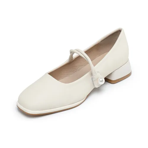 Zomila Грубый каблук Туфли Мэри Джейн Женские Экрю