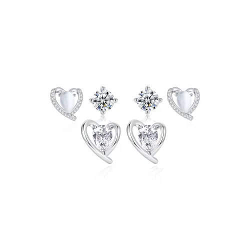 ENFANTIN S925 Серебро Серьги-гвоздики Стекло Кошачий глаз Серьги с цирконием Унисекс