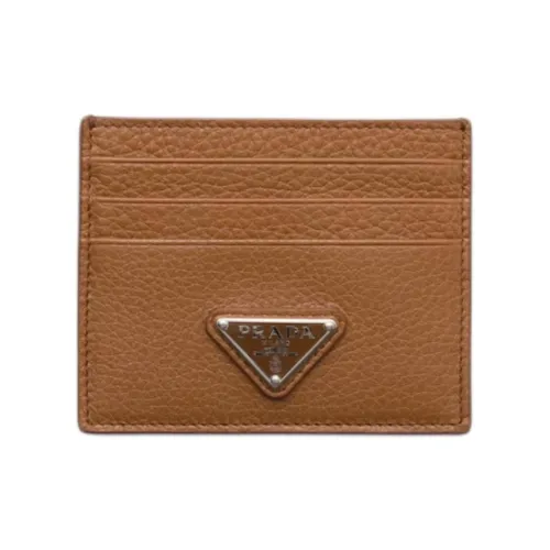 PRADA Vitello Dino Коровья кожа Держатель для карт Мужской Коньяк Бренди