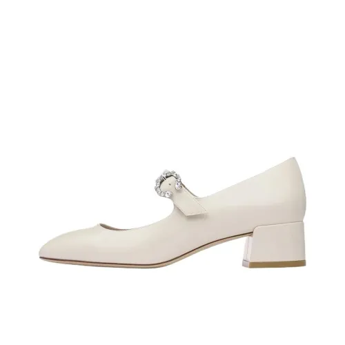 Stuart Weitzman SW Gatsby Грубый каблук Туфли Мэри Джейн 3,5 см Женские Белые